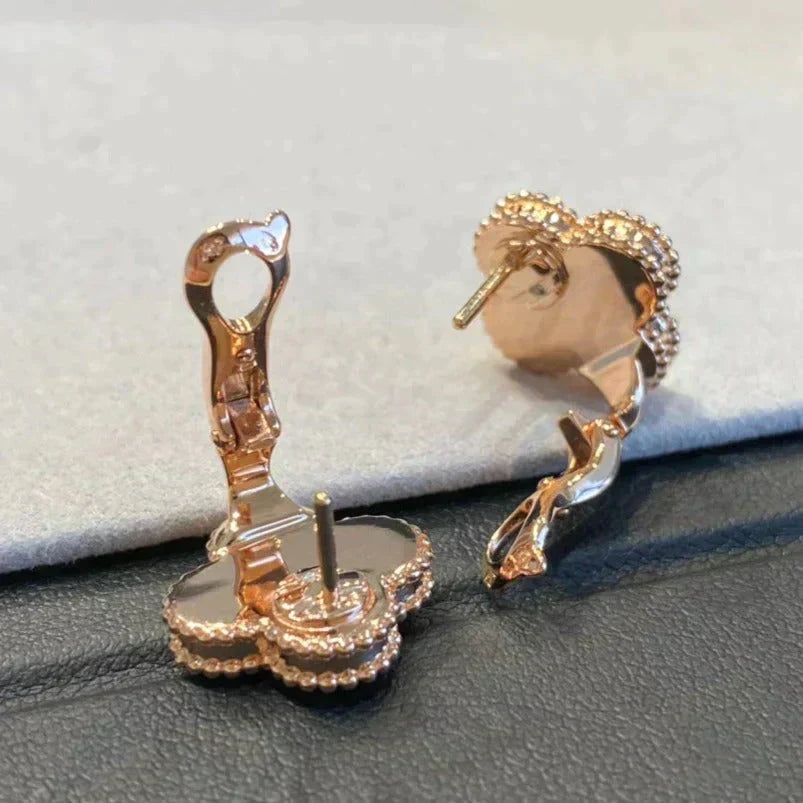 ¡®Aura Jewels¡¯CLOVER MEDIUM 1 MOTIFS GRAY MOP DIAMOND EARRINGS