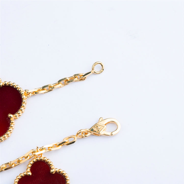 ¡®Aura Jewels¡¯CLOVER BRACELET 5 MOTIFS CARNELIAN TIGER EYE