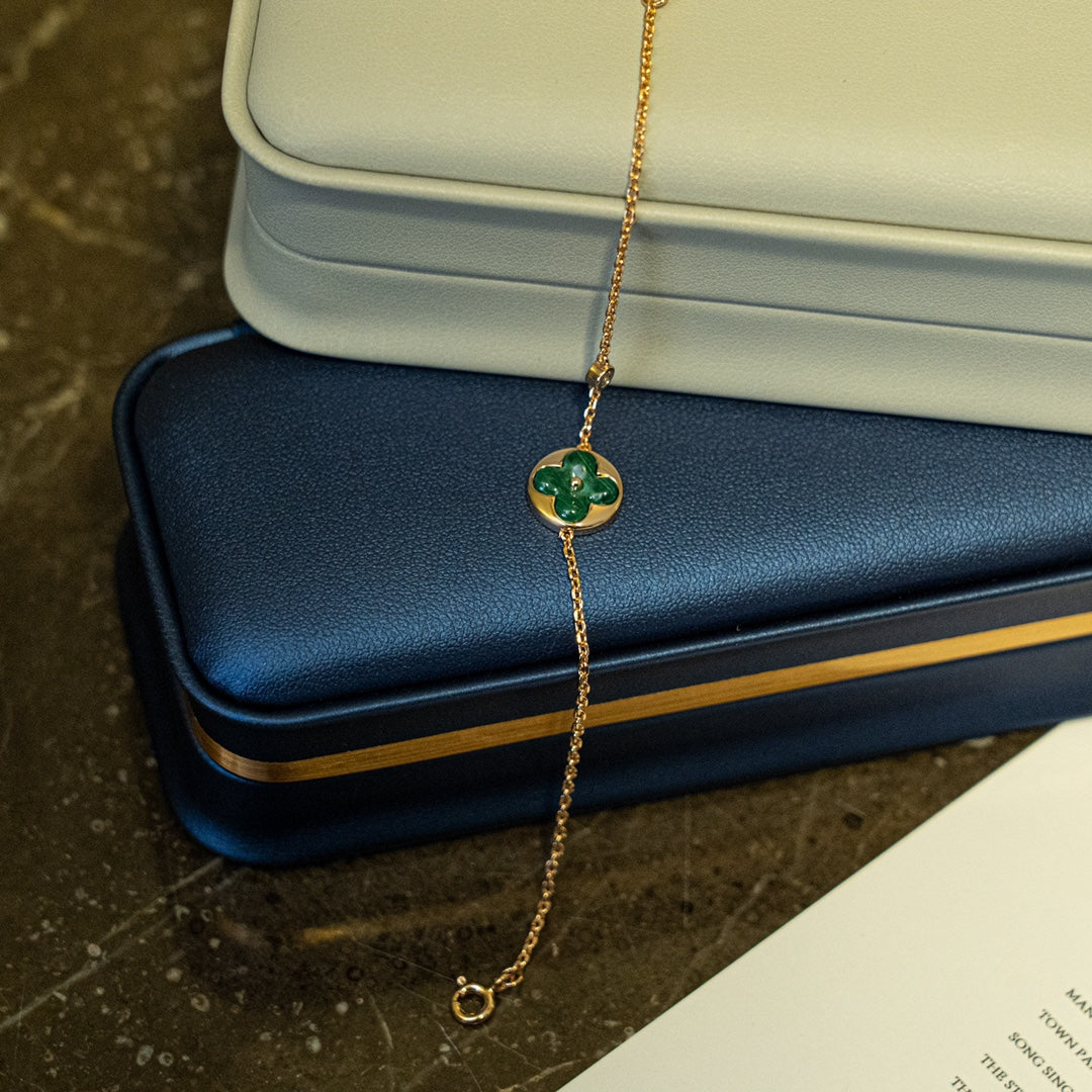 ¡®Aura Jewels¡¯SUN MALACHITE 1 DIAMOND PINK GOLD BRACELET