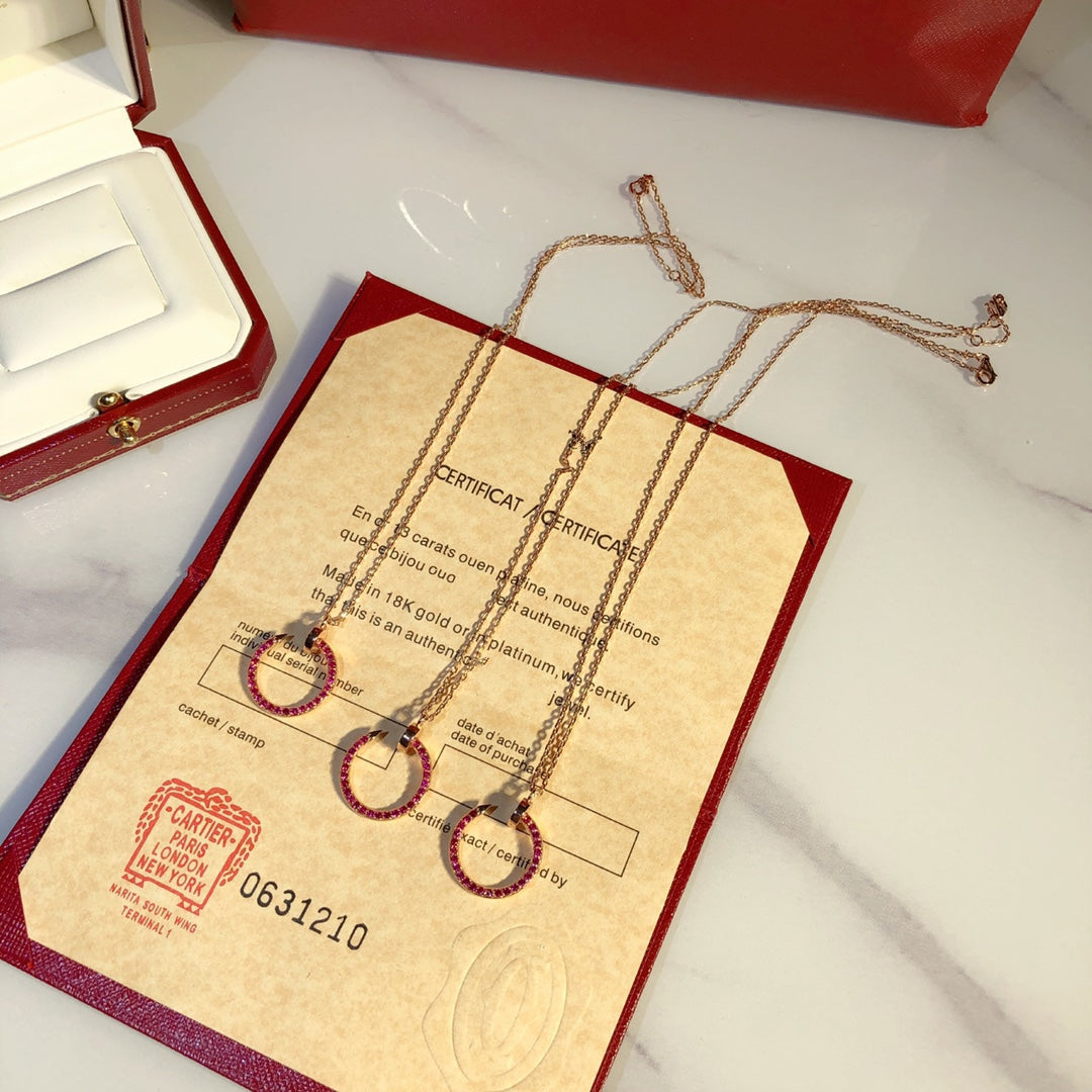 ¡®Aura Jewels¡¯JUSTE NECKLACE GOLD RED DIAMONDS