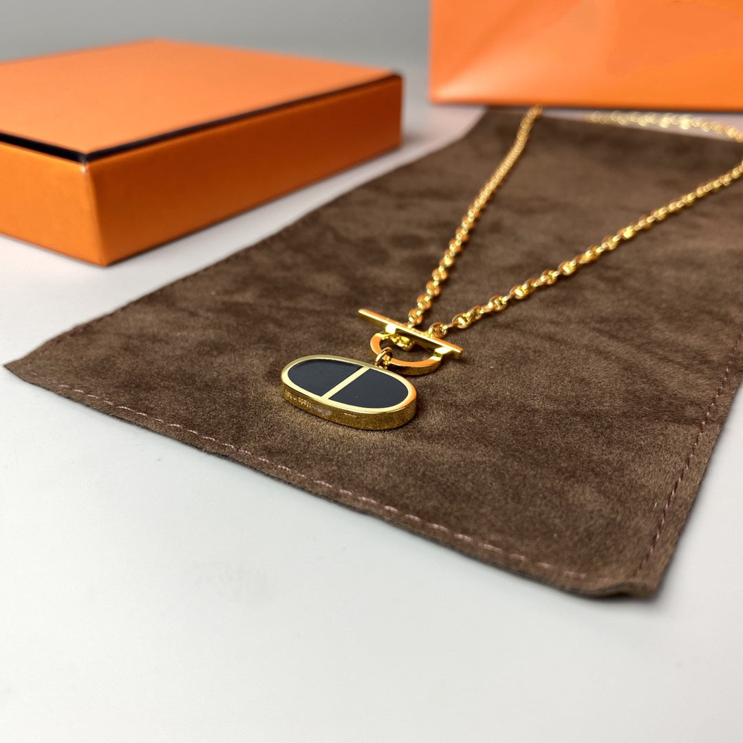 ¡®Aura Jewels¡¯CHAINE VERSO BLACK CERAMIC NECKLACE