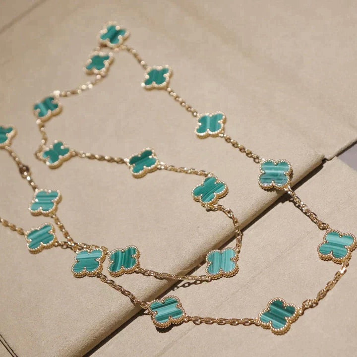 ¡®Aura Jewels¡¯CLOVER 20 MOTIFS MALACHITE GOLD