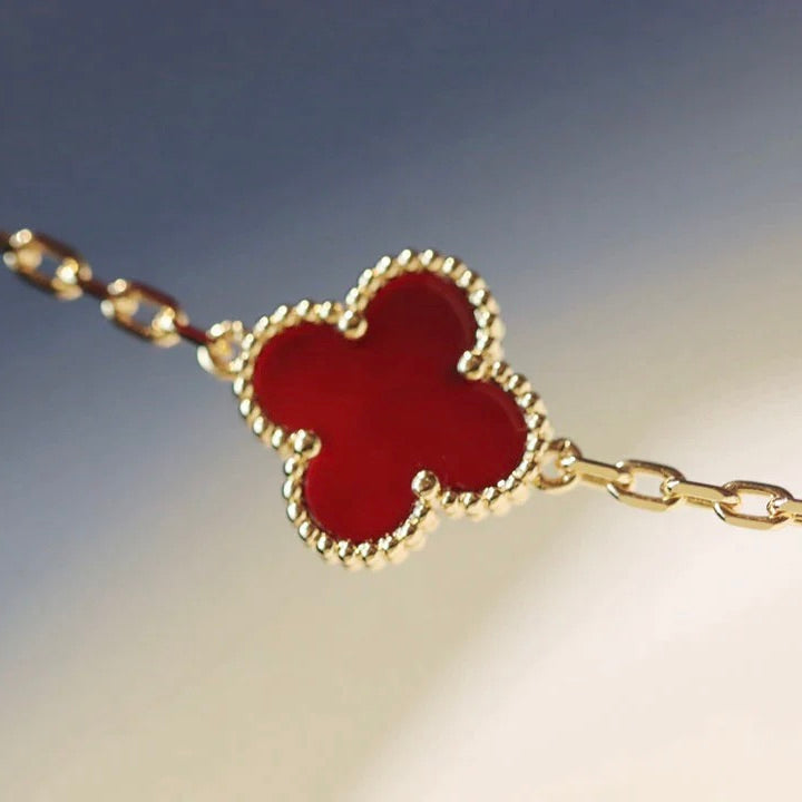 ¡®Aura Jewels¡¯CLOVER 20 MOTIFS CARNELIAN NECKLACE