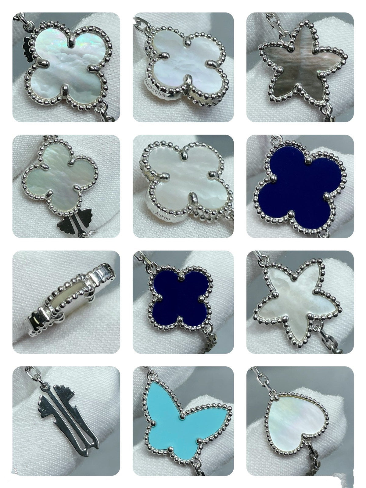 ¡®Aura Jewels¡¯LUCKY CLOVER SILVER 11 MOTIF NECKLACE
