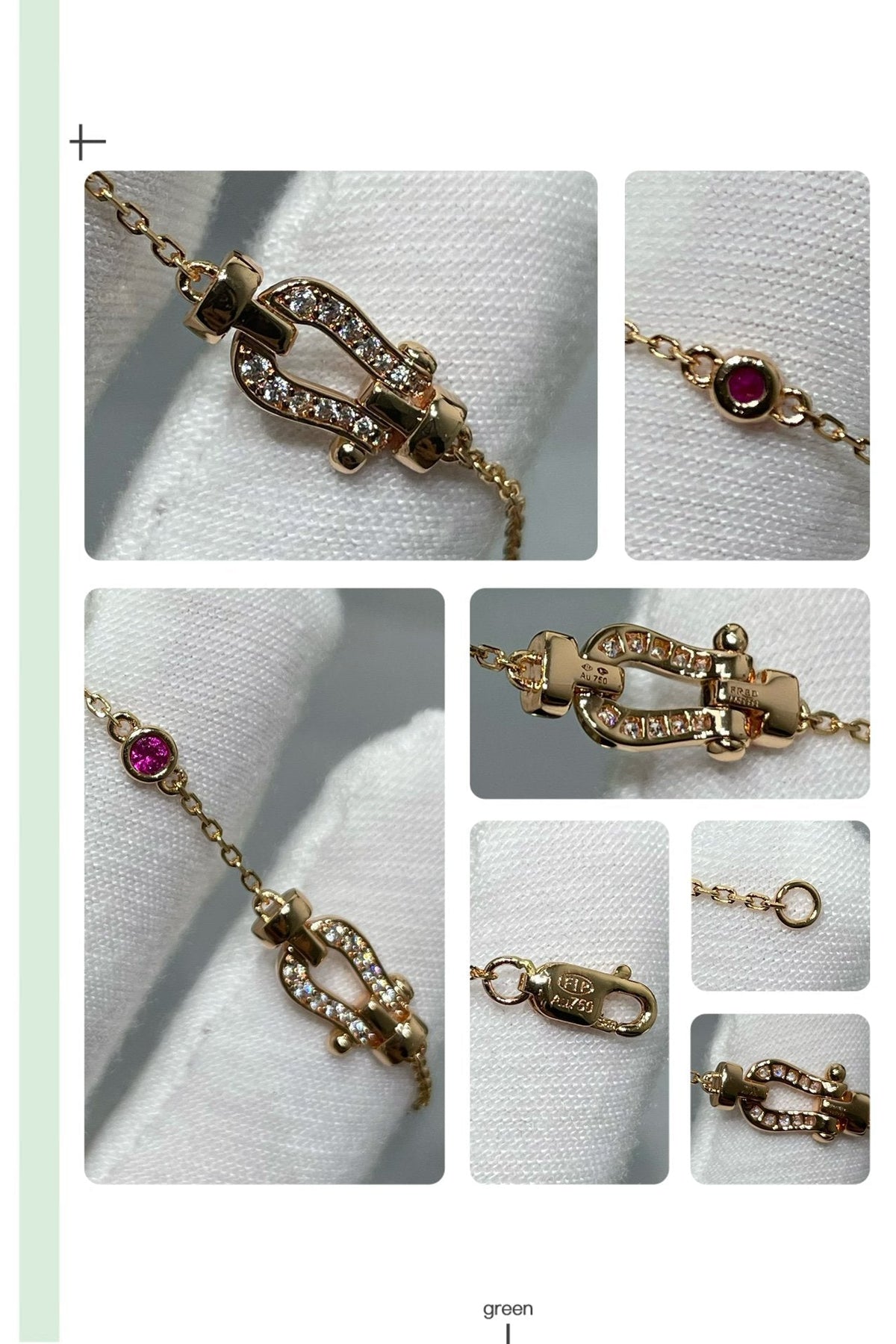 ¡®Aura Jewels¡¯FORCE 10 DIAMOND CHAIN LINK PINK GOLD BRACELET