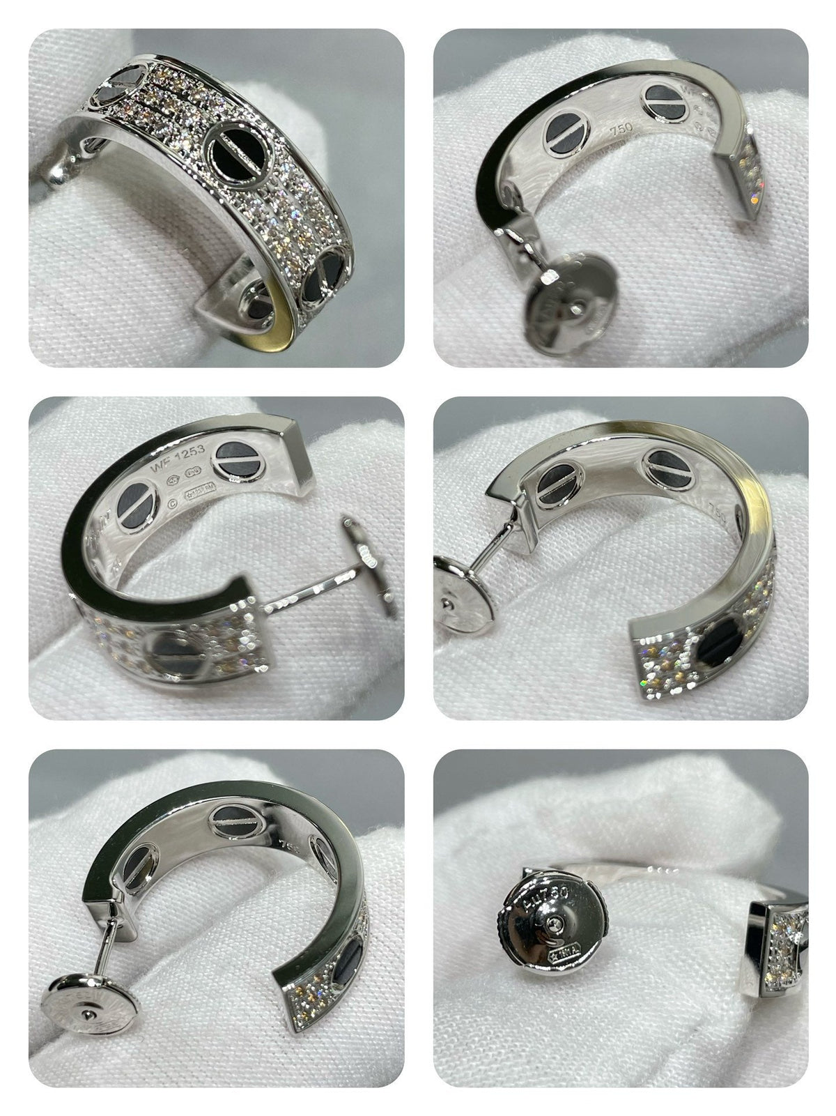 ¡®Aura Jewels¡¯LOVE CERAMIC DIAMOND PAVED SILVER EARRINGS