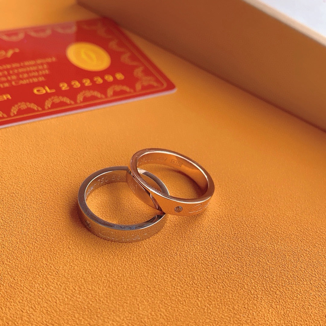 ¡®AuraJewelry¡¯Signature Single‑Diamond Couple Band Rings