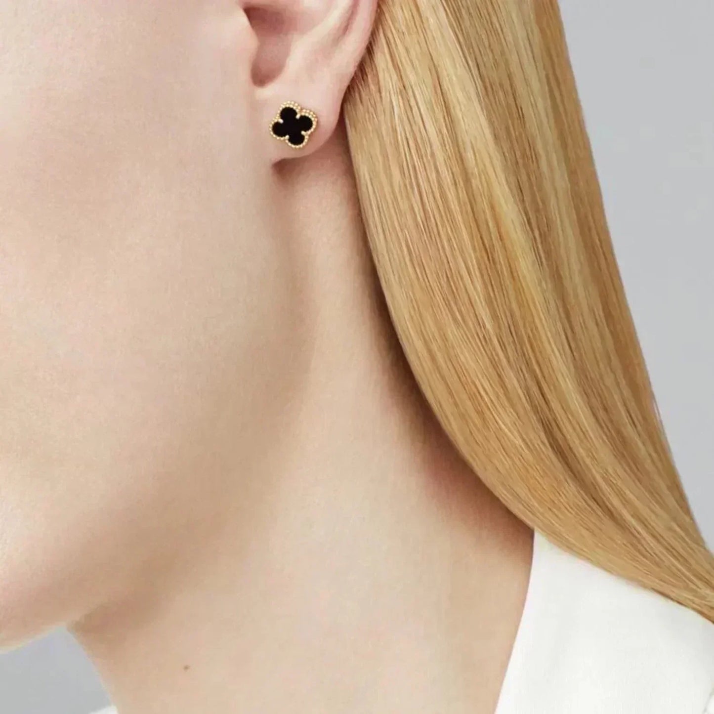 ¡®Aura Jewels¡¯CLOVER MINI 9.5MM BLACK MOP EARRINGS
