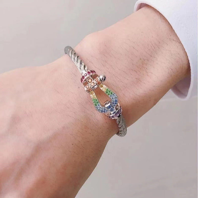 ¡®Aura Jewels¡¯FORCE LARGE HORSESHOE COLORED DIAMOND BRACELET ROSE GOLD