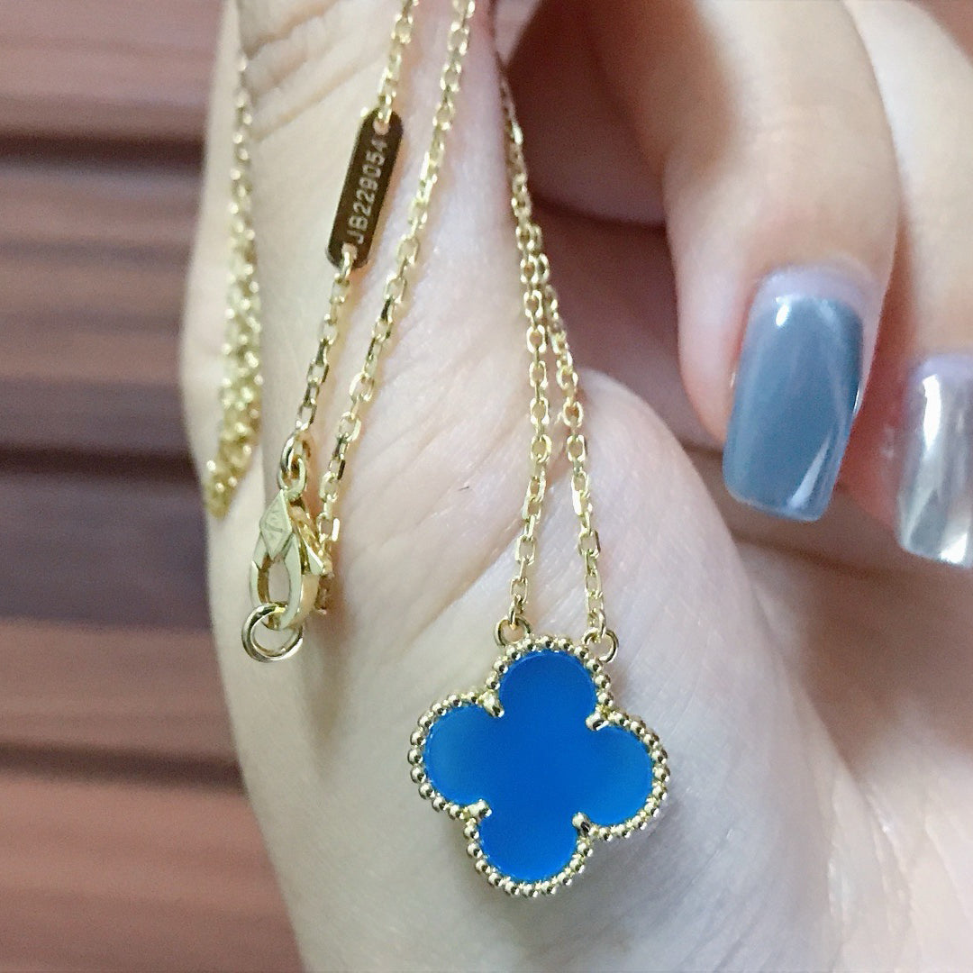 ¡®Aura Jewels¡¯CLOVER 15MM BLUE AGATE NECKLACE