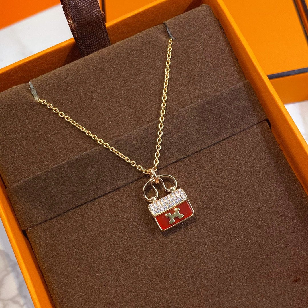 ¡®Aura Jewels¡¯CONSTANCE RED PEDANT PINK GOLD NECKLACE