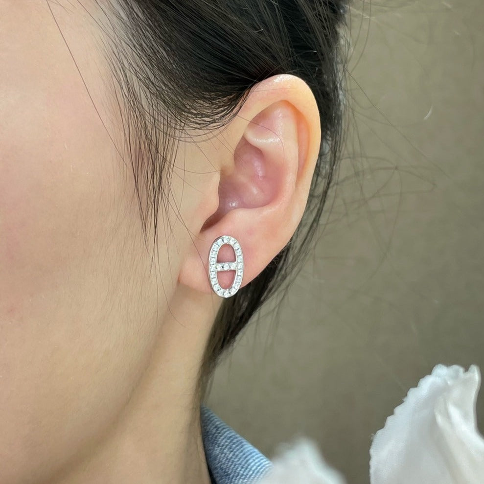¡®Aura Jewels¡¯HM FULL DIAMOND PIG NOSE STUD EARRINGS