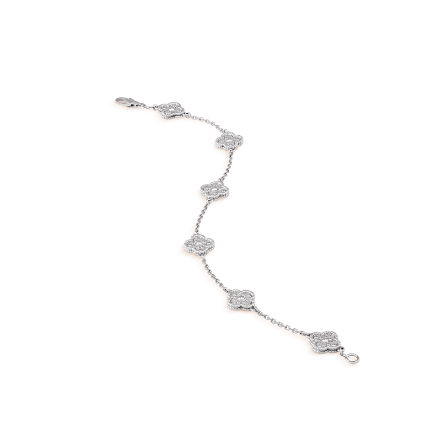 ¡®Aura Jewels¡¯CLOVER 6 MOTIF SILVER DIAMOND BRACELET