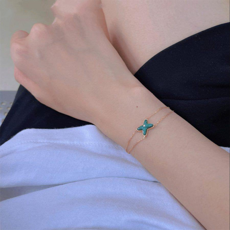 ¡®Aura Jewels¡¯JEUX BRACELET MALACHITE PINK GOLD 1 DIAMOND