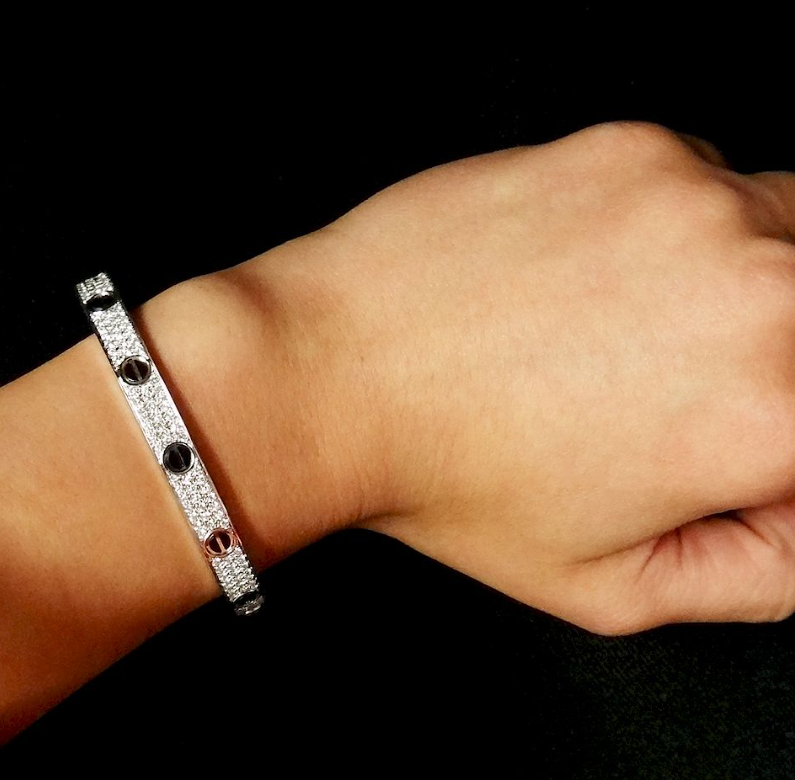 ¡®Aura Jewels¡¯LOVE BRACELET 6.1MM DIAMOND-PAVED CERAMIC