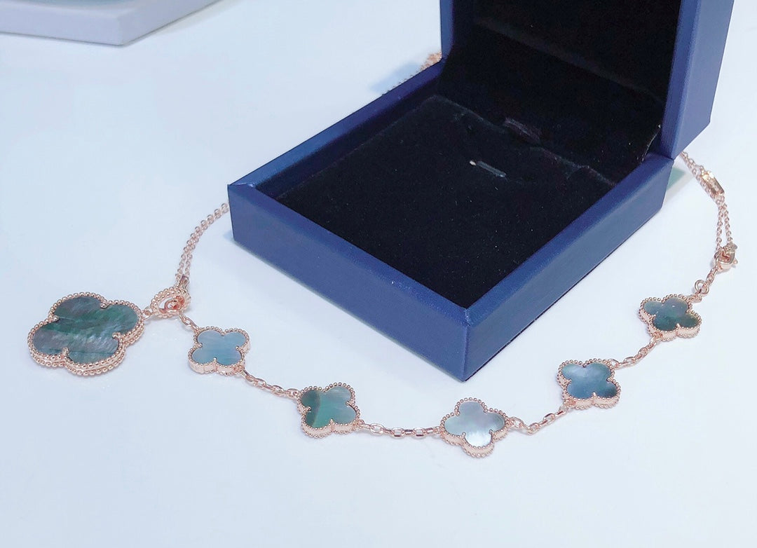 ¡®Aura Jewels¡¯COMBINED BRACELET 5 MOTIFS AND NECKLACE DARK MOP ROSE GOLD