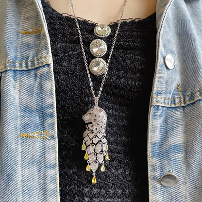 ¡®Aura Jewelry¡ High Jewelry Pave Panther Tassel Necklace