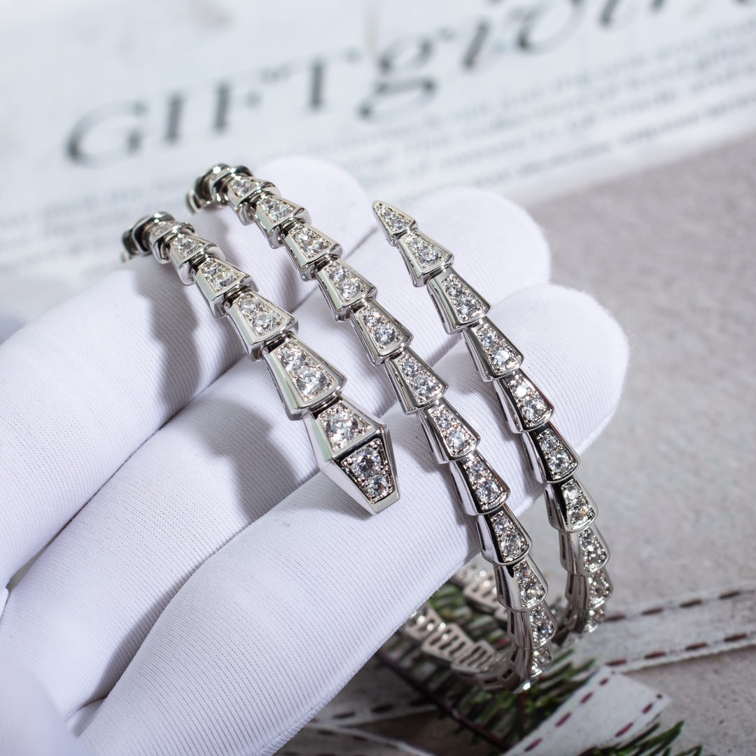 [Aura Jewelry]SERPENTI BRACELET SILVER DIAMOND DOUBLE ROW