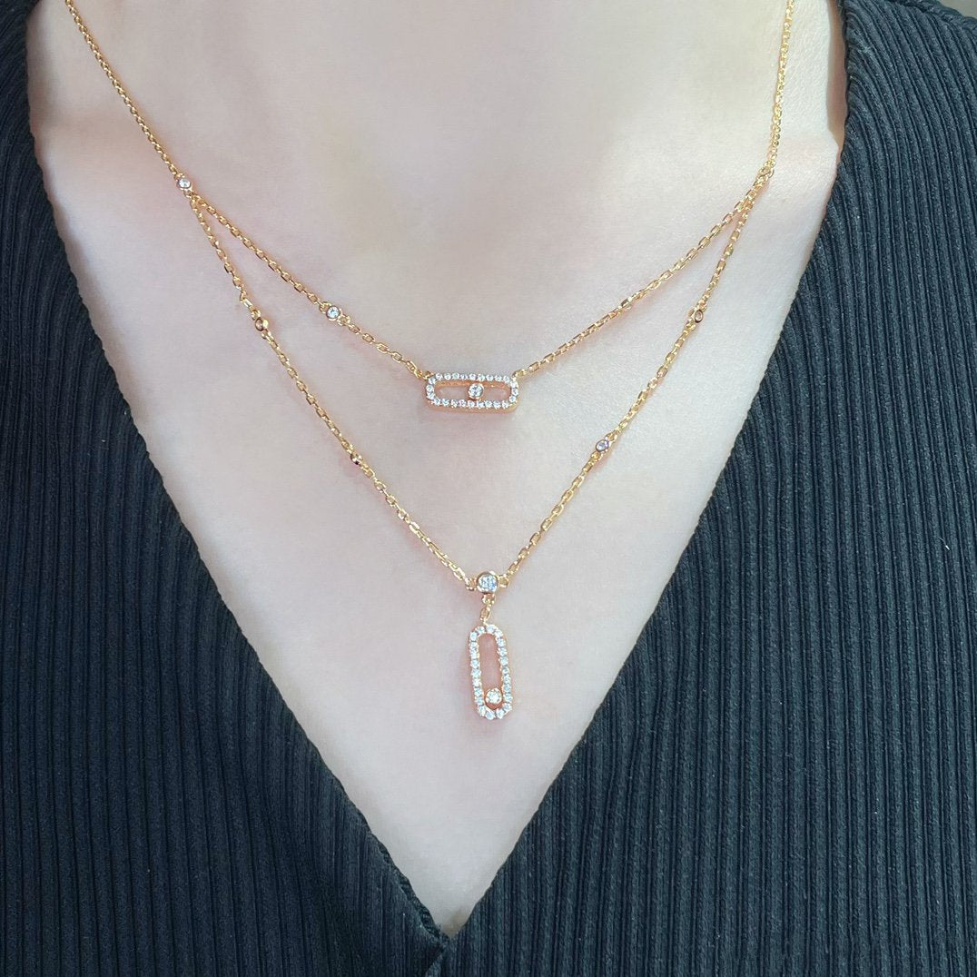 [Aura Jewels]MOVE 2 ROW DIAMOND NECKLACE
