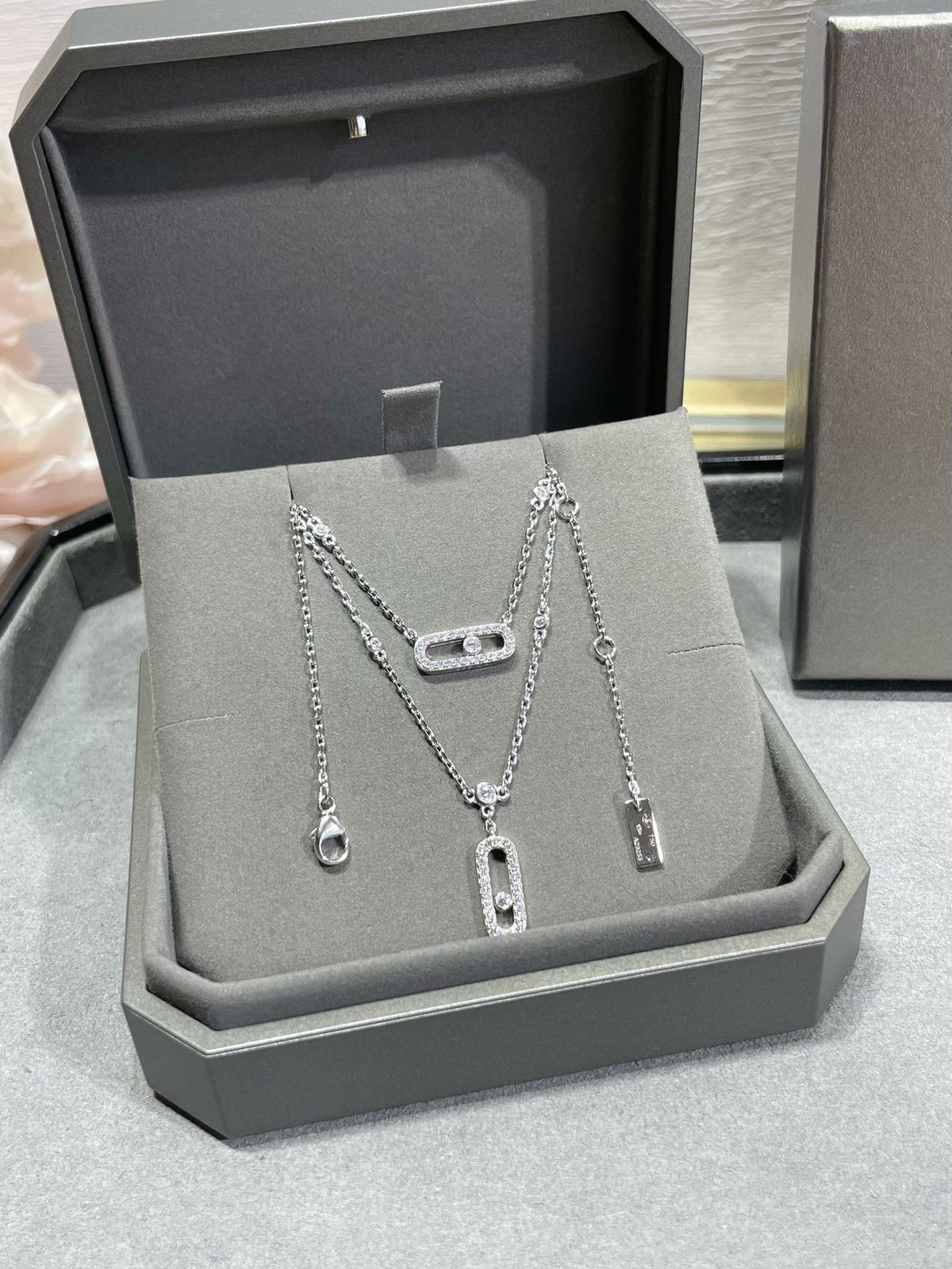 [Aura Jewels]MOVE 2 ROW DIAMOND NECKLACE