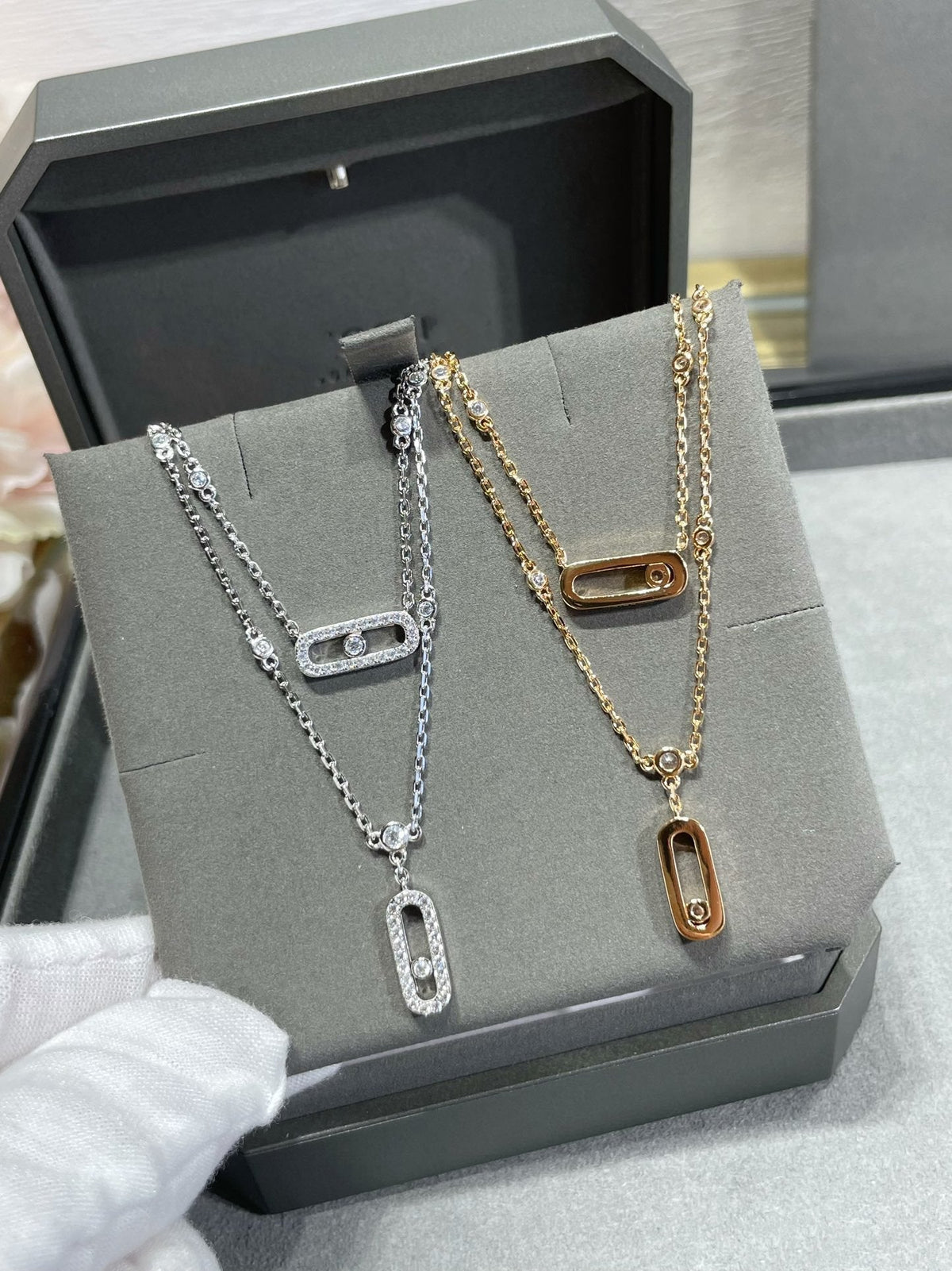 [Aura Jewels]MOVE 2 ROW DIAMOND NECKLACE