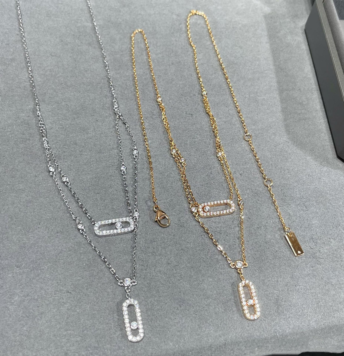 [Aura Jewels]MOVE 2 ROW DIAMOND NECKLACE