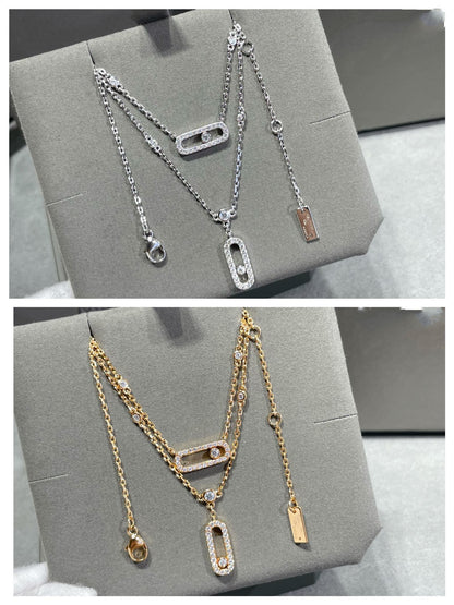 [Aura Jewels]MOVE 2 ROW DIAMOND NECKLACE