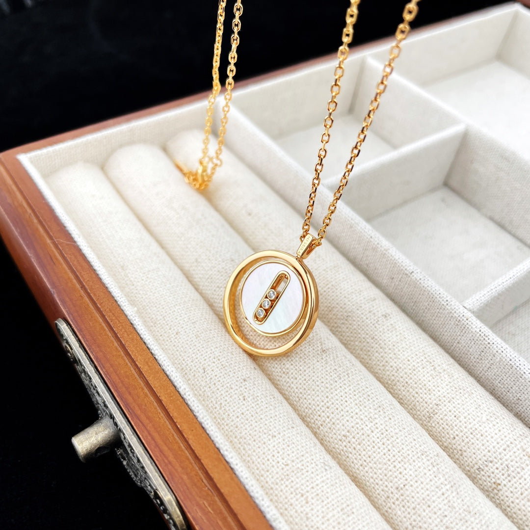 [Aura Jewels]LUCKY MOVE MOP PINK GOLD NECKLACE