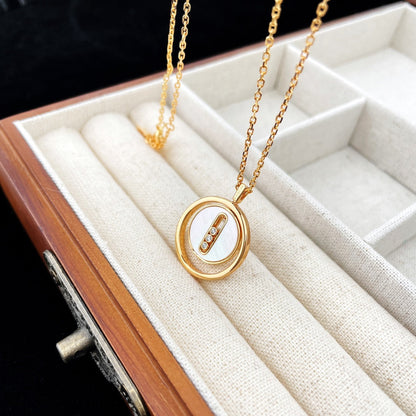 [Aura Jewels]LUCKY MOVE MOP PINK GOLD NECKLACE