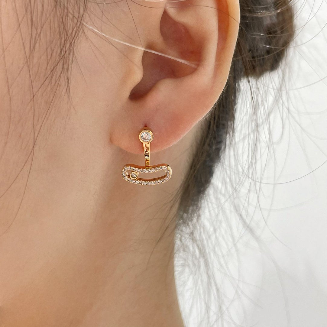 [Aura Jewels]MOVE UNO PINK GOLD DIAMOND EARRINGS
