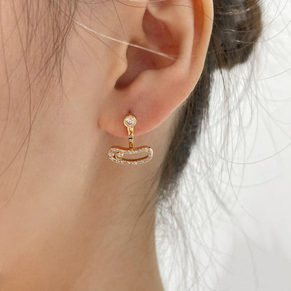 [Aura Jewels]MOVE UNO PINK GOLD DIAMOND EARRINGS