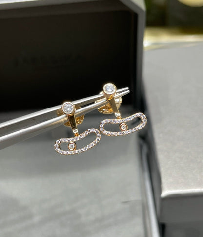[Aura Jewels]MOVE UNO PINK GOLD DIAMOND EARRINGS