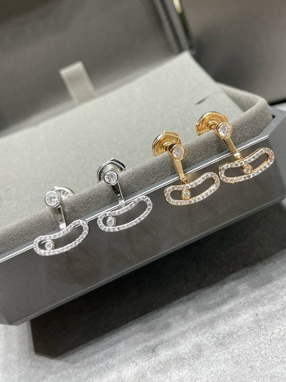 [Aura Jewels]MOVE UNO PINK GOLD DIAMOND EARRINGS