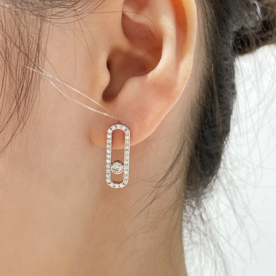 [Aura Jewels]MOVE UNO STUD DIAMOND PAVED EARRINGS