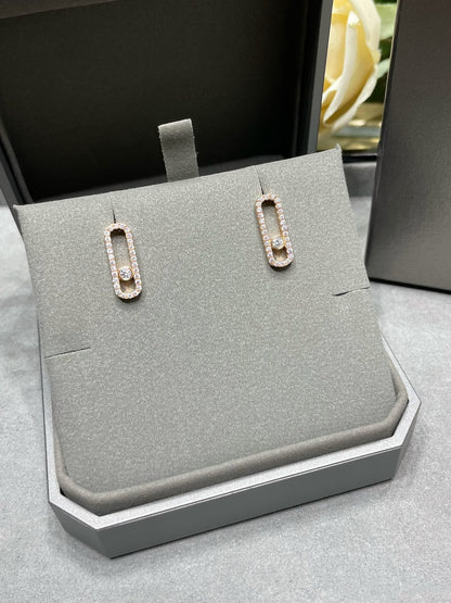 [Aura Jewels]MOVE UNO STUD DIAMOND PAVED EARRINGS