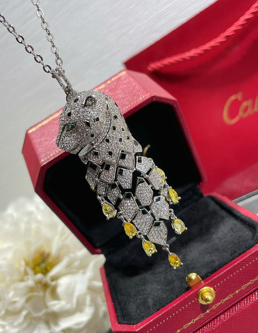 ¡®Aura Jewelry¡ High Jewelry Pave Panther Tassel Necklace