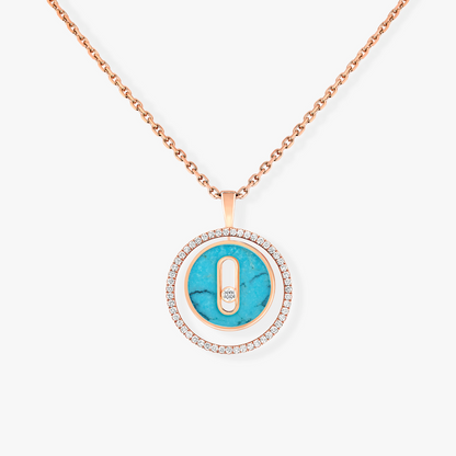 [Aura Jewels]LUCKY MOVE 1 DIAMOND TURQUOISE PINK GOLD DIAMOND NECKLACE