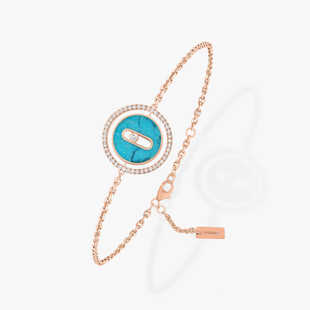 [Aura Jewels]LUCKY MOVE TURQUOISE PINK GOLD DIAMOND BRACELET(Adjustable)