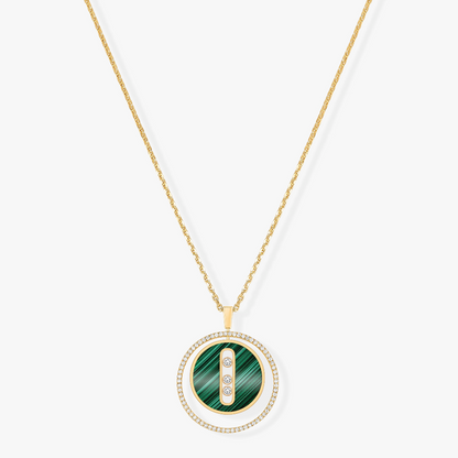 [Aura Jewels]LUCKY MOVE 3 DIAMOND MALACHITE GOLD DIAMOND NECKLACE