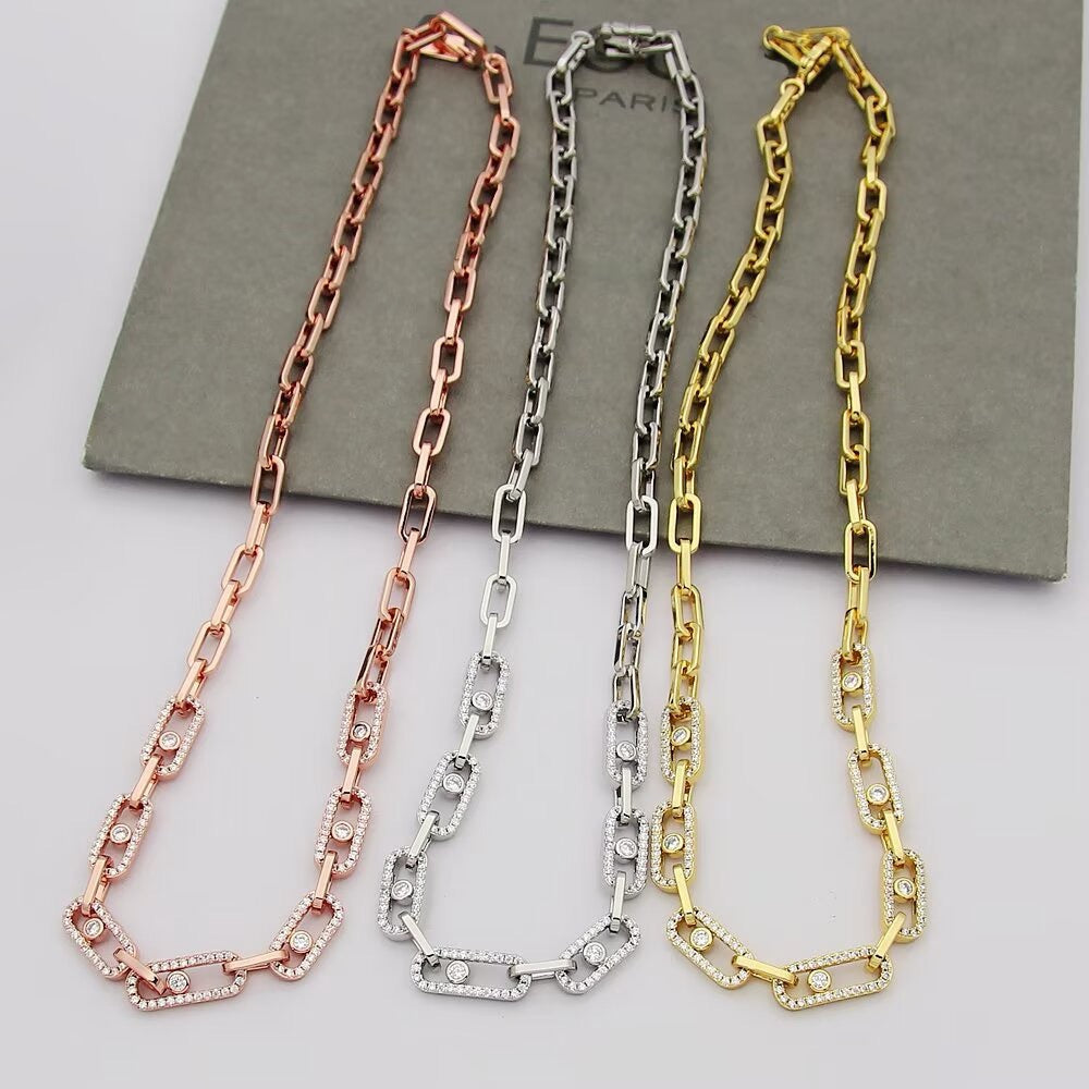 [Aura Jewelry]Move Link Pave Diamond Necklace
