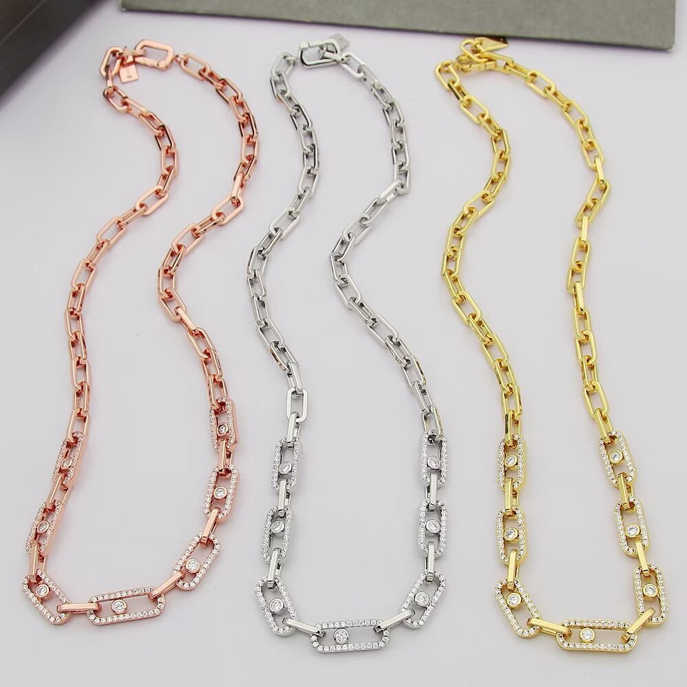 [Aura Jewelry]Move Link Pave Diamond Necklace
