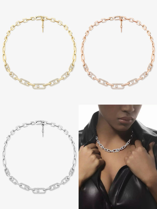 [Aura Jewelry]Move Link Pave Diamond Necklace
