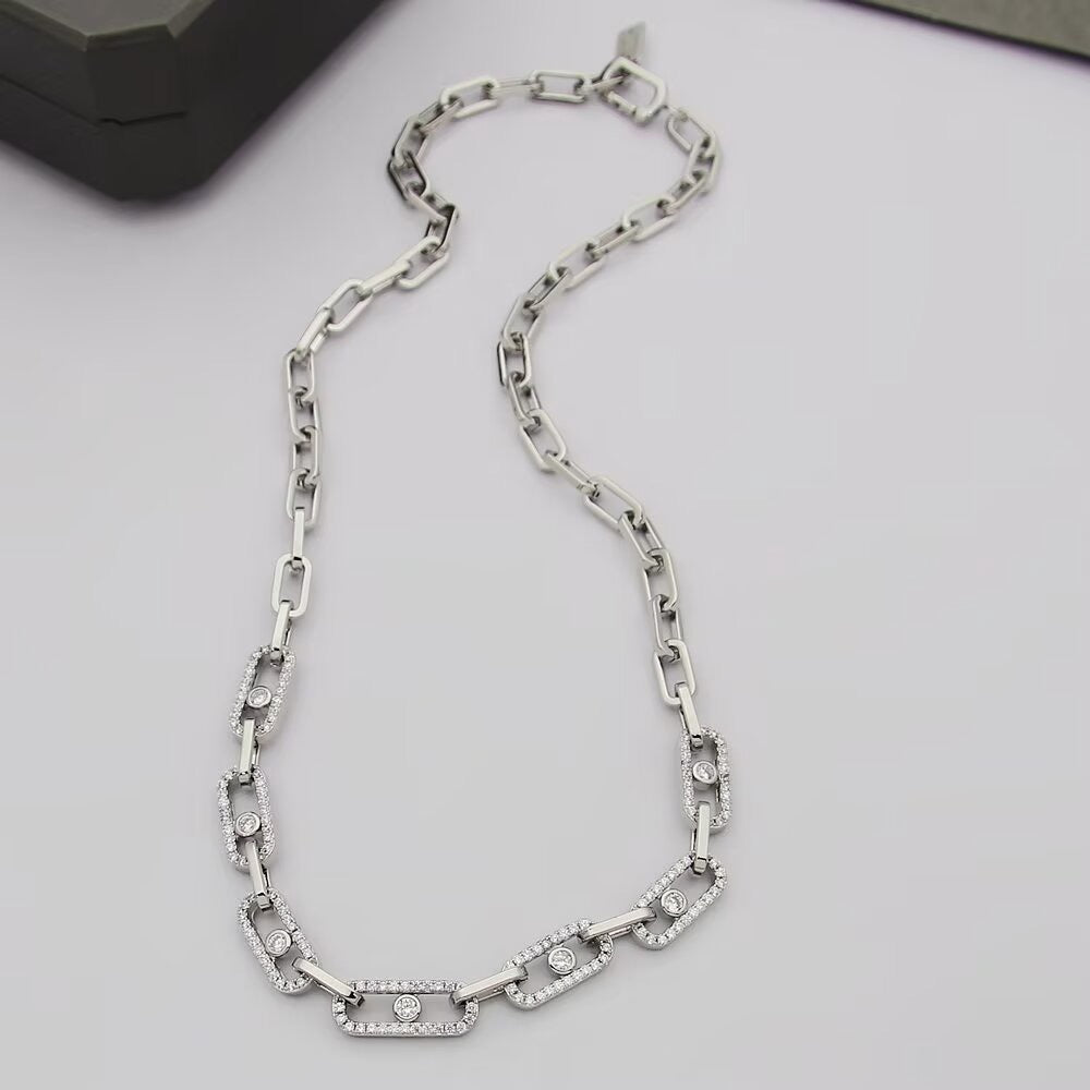 [Aura Jewelry]Move Link Pave Diamond Necklace