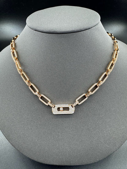 [Aura Jewelry] Move Link Pave Diamond Chain Necklace