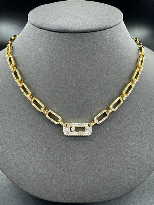 [Aura Jewelry] Move Link Pave Diamond Chain Necklace