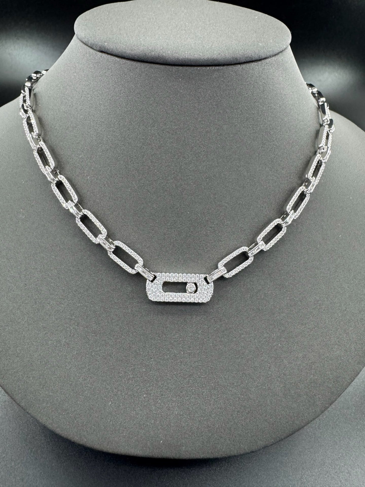 [Aura Jewelry] Move Link Pave Diamond Chain Necklace