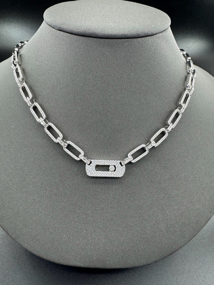 [Aura Jewelry] Move Link Pave Diamond Chain Necklace