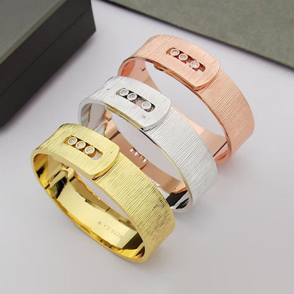 [Aura Jewelry]Polished Brushed Bangle, Large Engraved Sliding Bangle