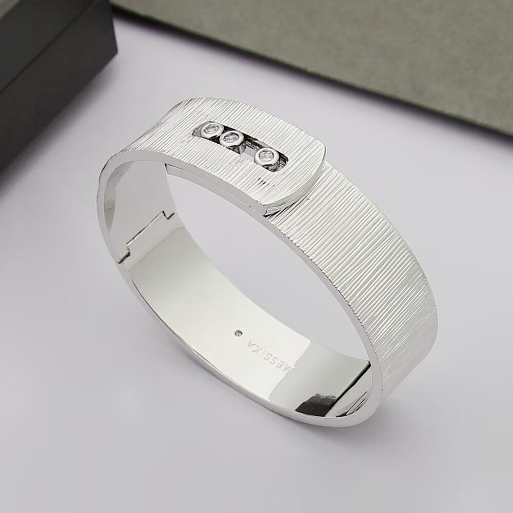 [Aura Jewelry]Polished Brushed Bangle, Large Engraved Sliding Bangle