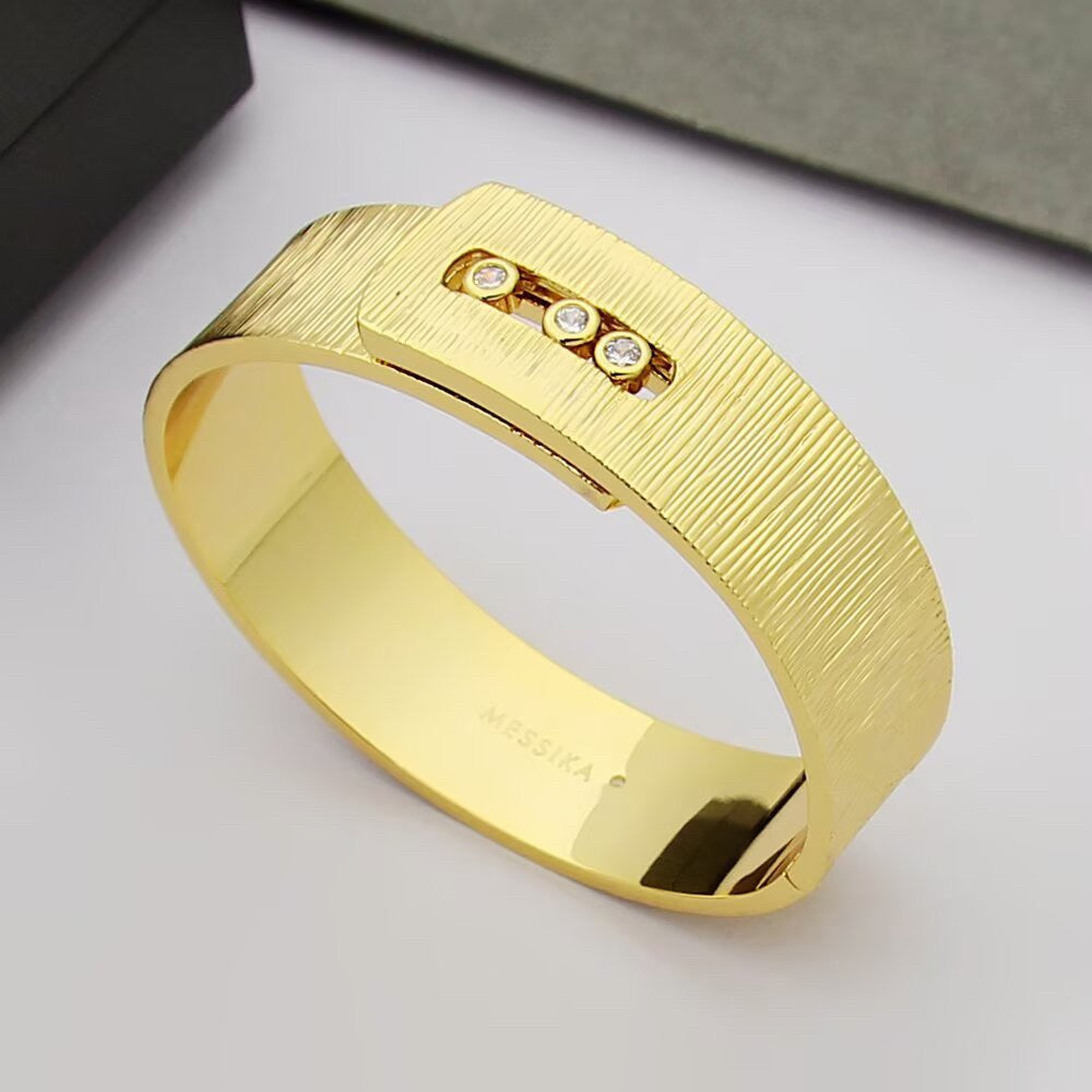 [Aura Jewelry]Polished Brushed Bangle, Large Engraved Sliding Bangle